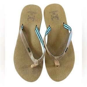 Kuailu | Women’s tan / brown flip flops, foam sole arch support size 7.5